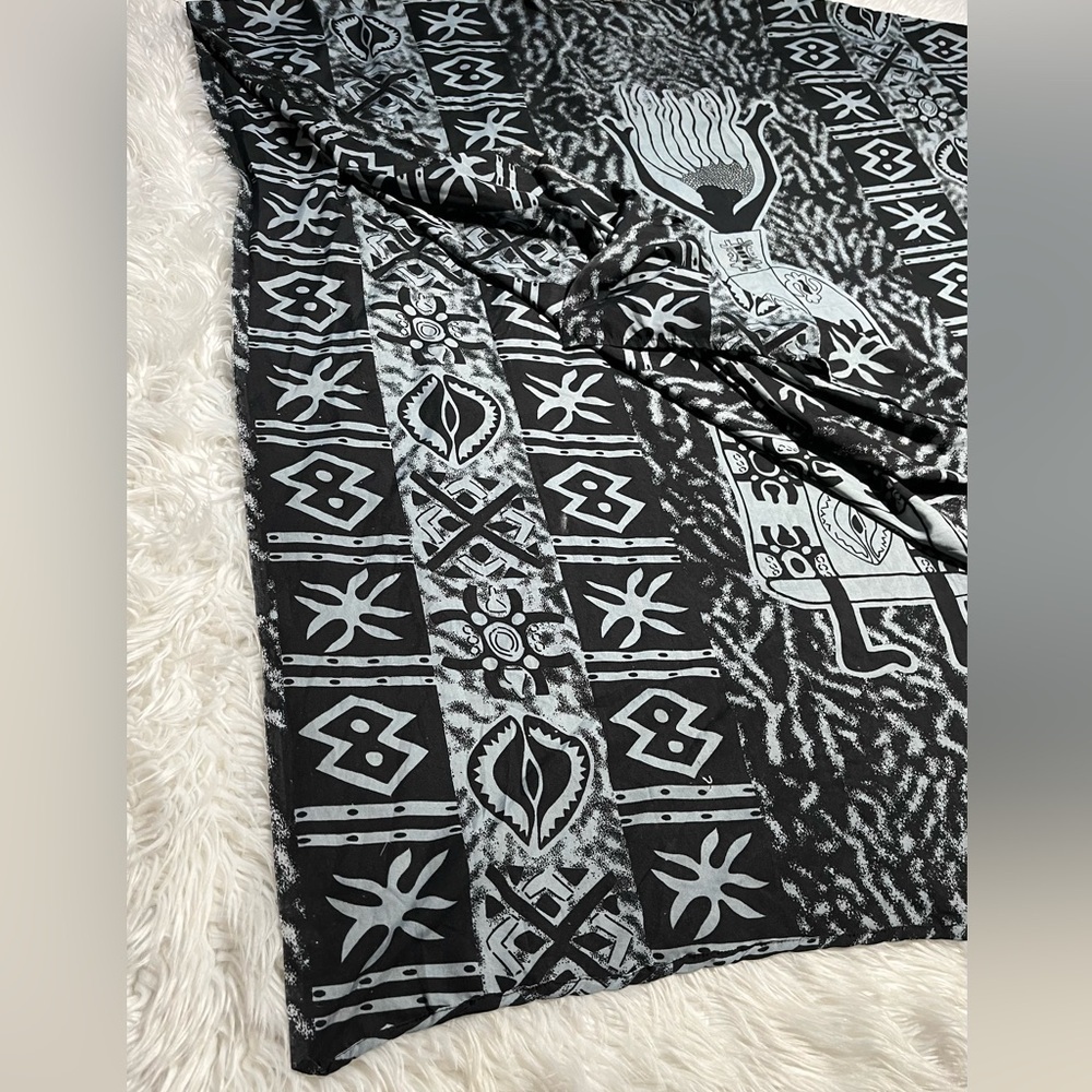 African Queen Black & Gray Kaftan Maxi Dress Overdress Cover Up - Picture 7 of 11